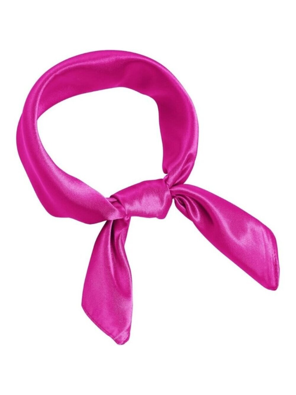 Women Rosy Red Chiffon Square Ribbon Neck Scarf Satin Handkerchief For Halloween